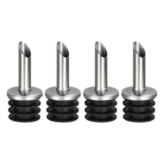 Stainless Steel Bottle Pourers, 4Pack Olive Oil Spout, for Pours Liquid, Most Liquor Bottles (Black)