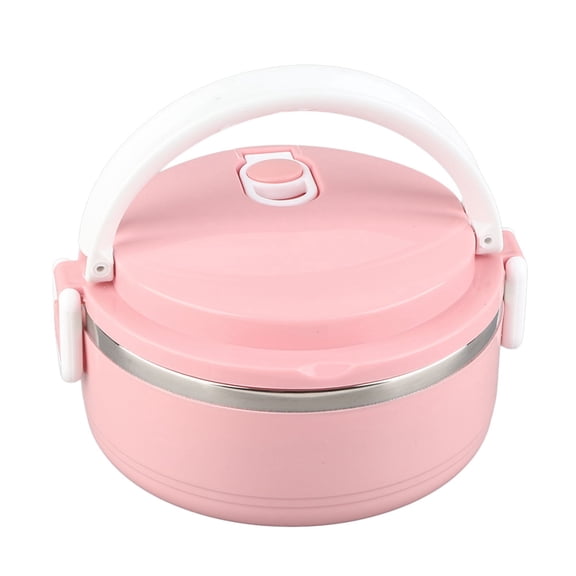 Stainless Steel Box Box With Buckles Insulated Lunch Box Meal Box Worker Tableware Sealed Portable Rice Noddles Lunch Box For Office Traveling Camping Outdoor Pink