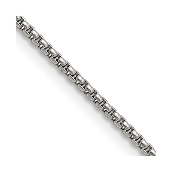 Stainless Steel Box Chain Styles Necklace Chisel Polished 2.2 mm 18 inch Rounded