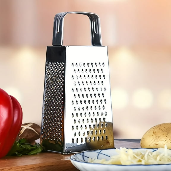 Stainless Steel Box Grater | 4-Sided Multi-Functional Kitchen Tool for Cheese, Vegetables & More | Non-Slip Handle | Durable, Ergonomic Design with Easy Storage