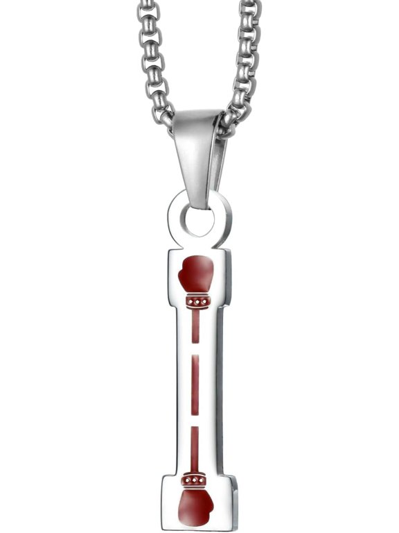Stainless Steel Boxing Gloves Necklaces Boxing Sports Jewelry Fighting Mixed Martial Arts 26 Letters Athletic Teammates Pendant With Chain[Z4972]