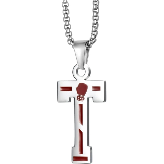 Stainless Steel Boxing Gloves Necklaces Boxing Sports Jewelry Fighting Mixed Martial Arts 26 Letters Athletic Teammates Pendant With Chain[Z4975]