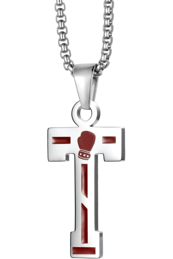 Stainless Steel Boxing Gloves Necklaces Boxing Sports Jewelry Fighting Mixed Martial Arts 26 Letters Athletic Teammates Pendant With Chain[Z4975]