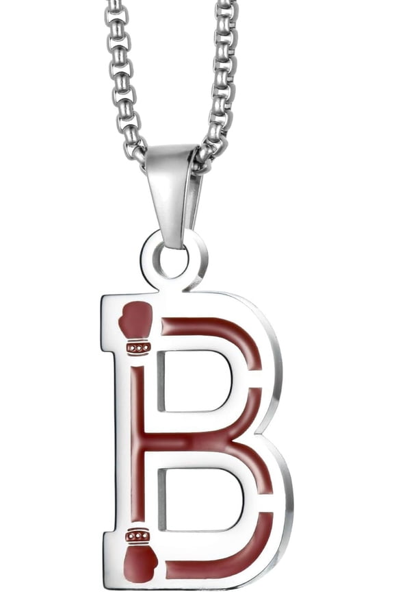 Stainless Steel Boxing Gloves Necklaces Boxing Sports Jewelry Fighting Mixed Martial Arts 26 Letters Athletic Teammates Pendant With Chain[Z4976]