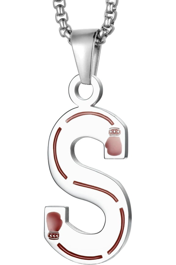 Stainless Steel Boxing Gloves Necklaces Boxing Sports Jewelry Fighting Mixed Martial Arts 26 Letters Athletic Teammates Pendant With Chain[Z4985]