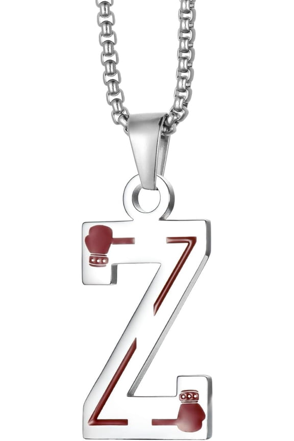 Stainless Steel Boxing Gloves Necklaces Boxing Sports Jewelry Fighting Mixed Martial Arts 26 Letters Athletic Teammates Pendant With Chain[Z4987]