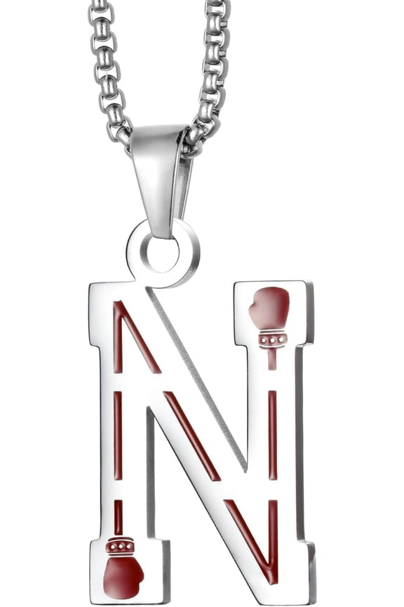 Stainless Steel Boxing Gloves Necklaces Boxing Sports Jewelry Fighting Mixed Martial Arts 26 Letters Athletic Teammates Pendant With Chain[Z4990]