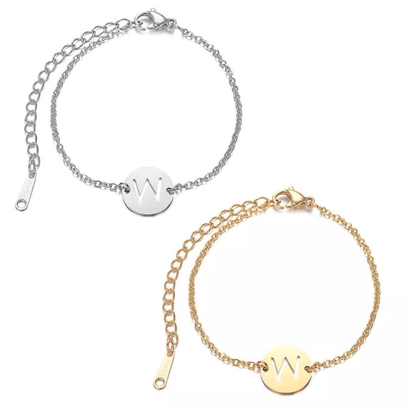 Stainless Steel Bracelet Chains Lobster Alphabet Letter Adjustable 1.5Mm P269