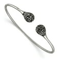 thumbnail image 1 of Stainless Steel Bracelet Cuff Women's 1.87 mm 6.25 in Chisel Polished with Hematite Flexible Bangle, 1 of 4