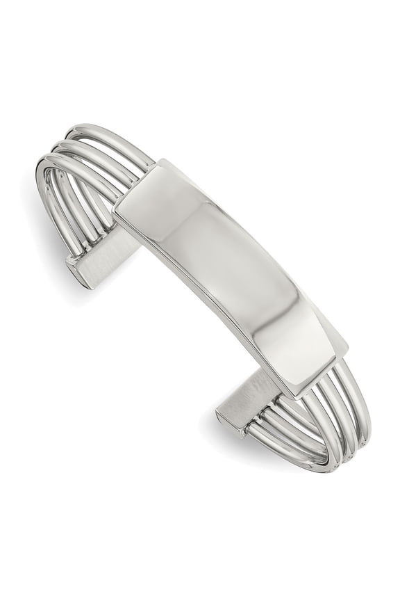 Stainless Steel Bracelet Cuff Women's 8.83 mm 6.75 in Chisel Polished Engraveable ID Bangle
