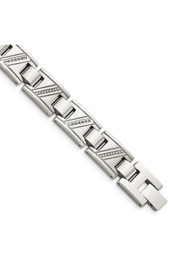 Stainless Steel Bracelet Diamond Link, Other Men's 11 mm 8.5 in Chisel Polished with 1/10 carat