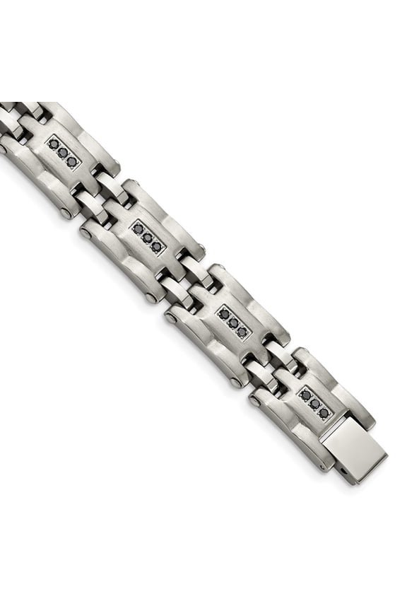 Stainless Steel Bracelet Diamond Link, Other Men's 15 mm 8.5 in Chisel Brushed and Polished with 3/4 carat