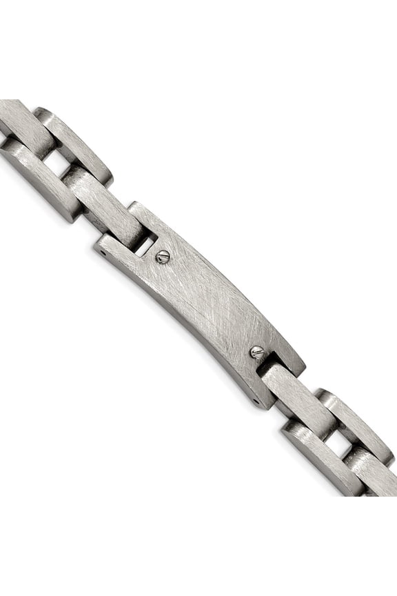 Stainless Steel Bracelet ID Link, Other Men's 11 mm 8.5 in Brushed and Polished Scratched Finish