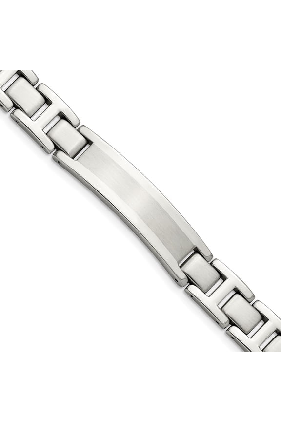 Stainless Steel Bracelet ID Link, Other Men's 12 mm 8.25 in Chisel Brushed and Polished