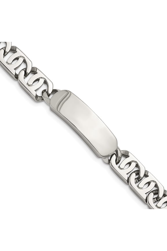 Stainless Steel Bracelet ID Link, Other Men's 12 mm 9 in Chisel Polished 8.75