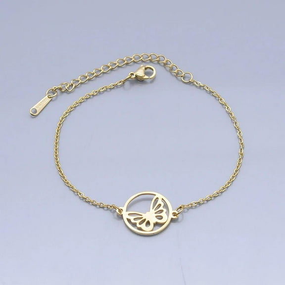 Stainless Steel Bracelet Lobster Clasp Butterfly Silver Gold Adjustable P250