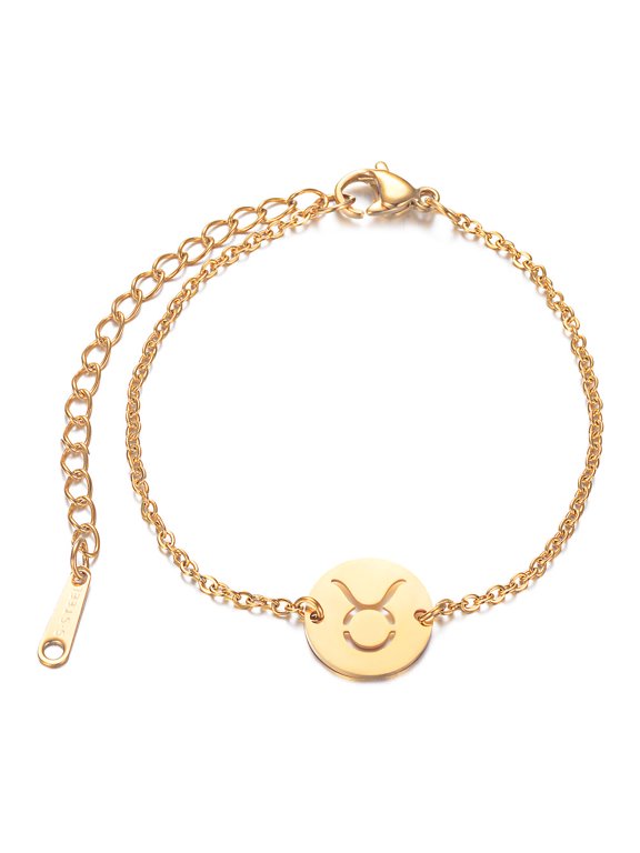 Stainless Steel Bracelet Lobster Zodiac Sign Taurus Gold Adjustable 1.5mm P270