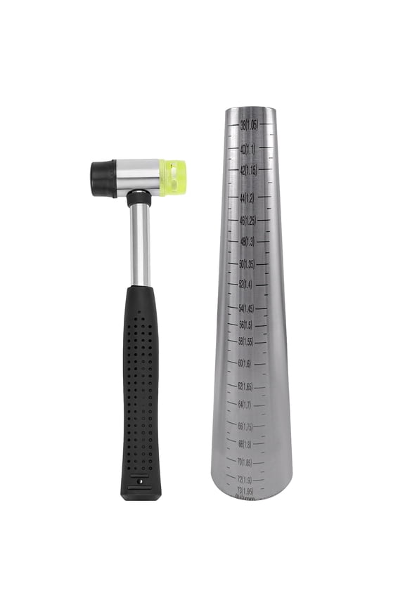 Stainless Steel Bracelet Mandrel for Jewelry Making, Professional Jewelry Sizer & Repair Tool, Round with Scale, Includes Dual-Head Hammer for Forming and Adjustment