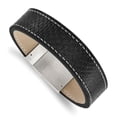 thumbnail image 1 of Stainless Steel Bracelet Men's Box mm 8.25 in Brushed Black Leather 8.25in, 1 of 4