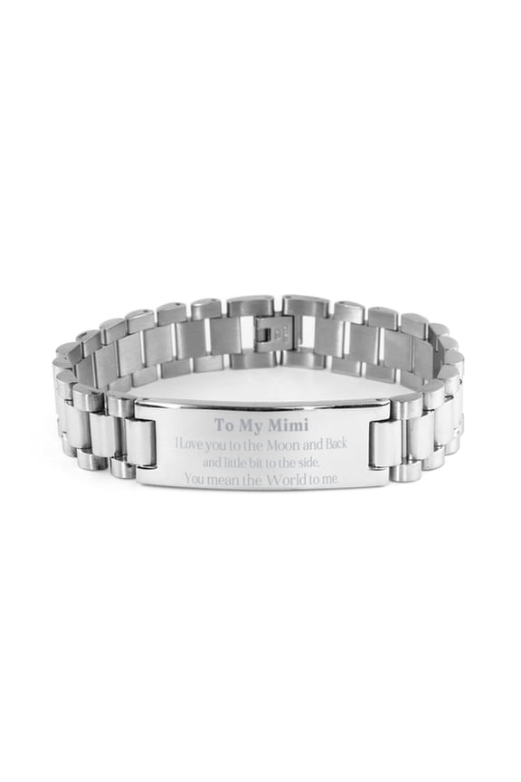 Stainless Steel Bracelet for Mimi - A Unique Gift to show Appreciation on Mothers Day, Birthday, or Christmas, Engraved with I love you to the moon and back sentiment