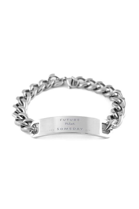 Stainless Steel Bracelet Pilot Future Hope Engraved Inspirational Gift for Birthday and Graduation, Unique Confidence Veterans Day Bracelet