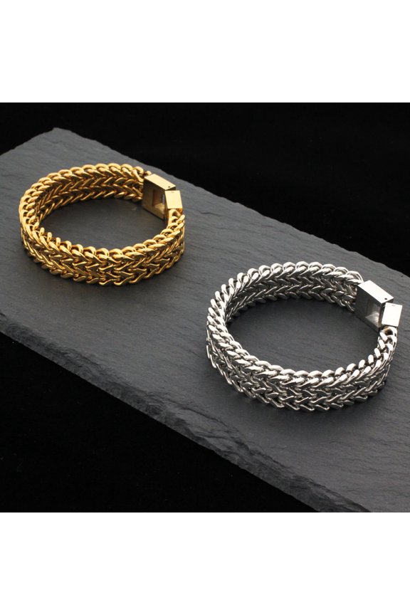 Stainless Steel Bracelet Retro Double Titanium Steel Cuban Link Chain
