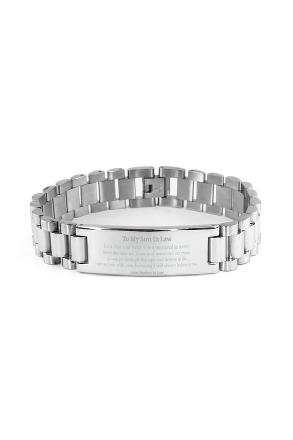 Stainless Steel Bracelet Son In Law - Carry My Love with You Through Lifes Ups and Downs - Perfect Birthday or Christmas Gift for Son In Law