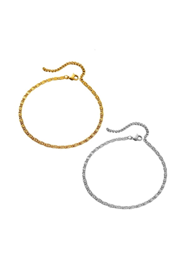 Set of 2 Elegant Thin Chain Bracelet Stainless Steel Handchain Jewelry for Men and Women Versatile Party Accessory
