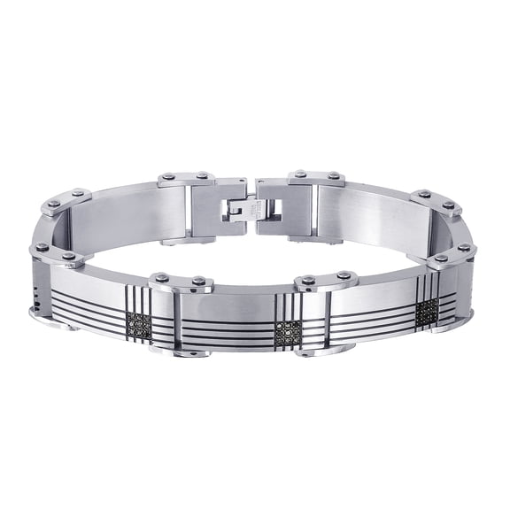 Stainless Steel Bracelet with 1/2 CT Black Diamond