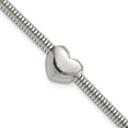 thumbnail image 1 of Stainless Steel Bracelet with station Snake Women's 9.3 mm 7.5 in Polished Heart Bead Chain 1in ext., 1 of 5