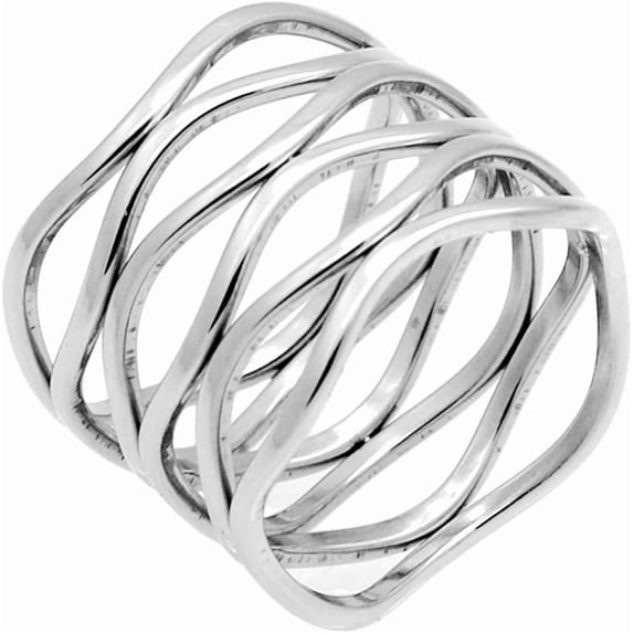 Stainless Steel Braide Wave Wrap Style Statement Promise Anniversary Ring