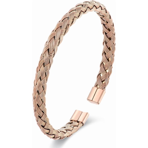 Stainless Steel Braided Cable Cuff Bangle Bracelet, Adjustable, Mens Womens, Minimalist