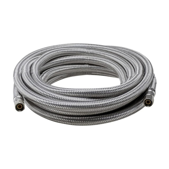 Stainless Steel Braided Icemaker Supply 1/4" Comp x 1/4" Comp, UPC/NSF