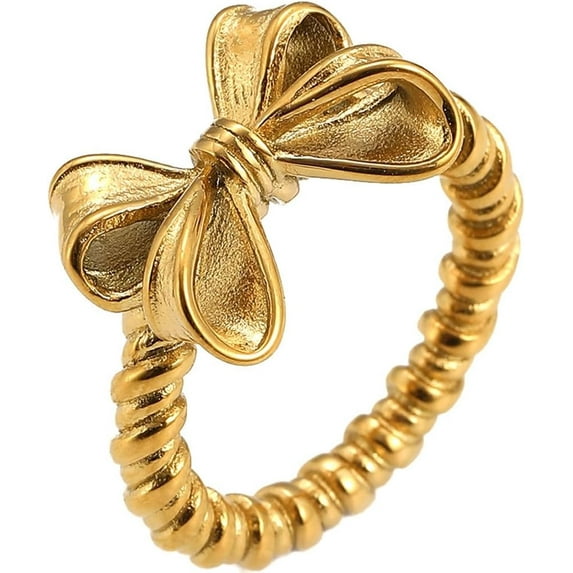 Stainless Steel Braided Rope Style Band Bowtie Butterfly Wedding Engagement Proposal Promise Statement Ring