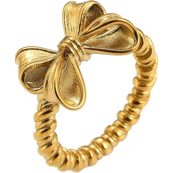 Stainless Steel Braided Rope Style Band Bowtie Butterfly Wedding Engagement Proposal Promise Statement Ring