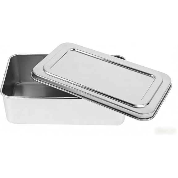 Stainless Steel Bread Baking Pan with Lid, Non-Stick Cake Baking Utensil, Rectangular Bread Baking Pan, Metal Container, Easy to Unmold and Clean, Suitable for Bread, Cakes and Brownies.