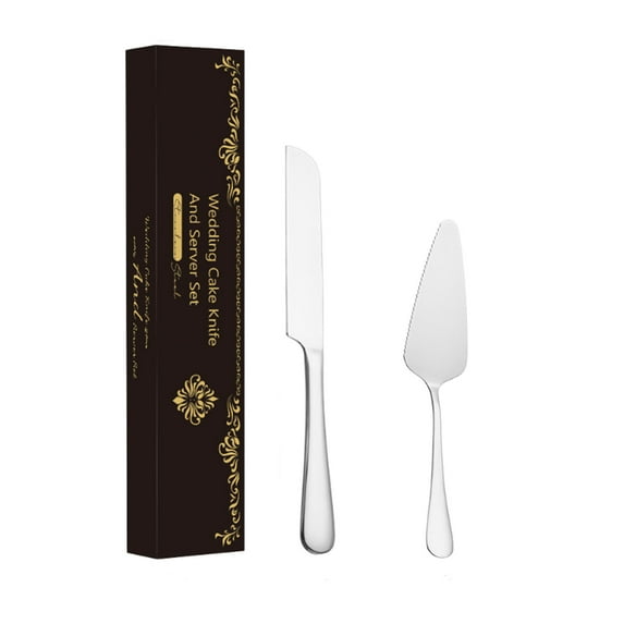 Stainless Steel Bread Knife, Cake Knife, Cake Cheese Pizza Spatula, Plated Long Thick Cutlery Gift Set, Ergonomic Handle, Gift Box Packaging for Special Occasions