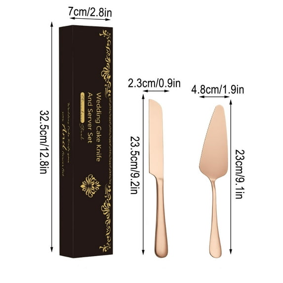 Stainless Steel Bread Knife and Cake Spatula Set - Elegant Plated Cutlery for Bread, Cake, Cheese, and Pizza - Perfect for Parties and Celebrations