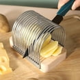 thumbnail image 1 of Stainless Steel Bread Slicer, Non-Slip Toast Bread Cutting Guide, Home Kitchen Baking Tool for Bread, Cheese, Durable & Easy to Use, Silver, 5.5 x 4.1 x 3.6 Inch, 1 of 6