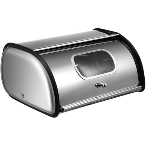 Stainless Steel Bread Storage Box Large Capacity Roll Top Bread Container for Kitchen Counter Organization 13 X 9 X 6 Inch$$Home Decor, Kitchen, & Other