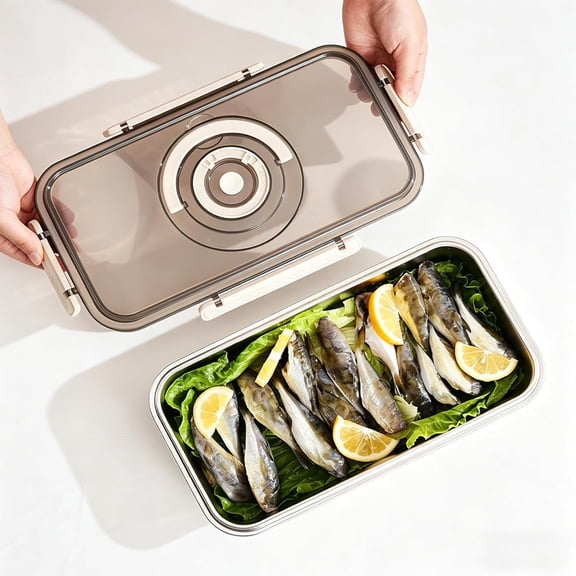 Bread Storage Box, Stainless Steel, Airtight, with Adjustable Lid