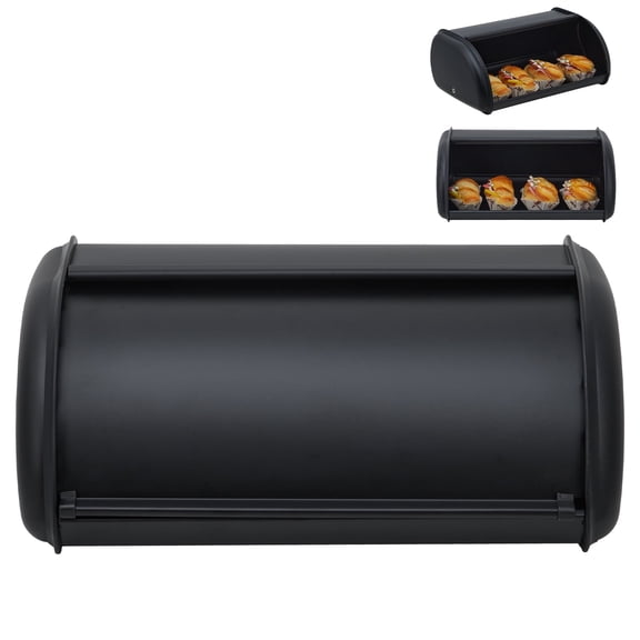 GARVEE Stainless Steel Roll Top Bread Boxes, Black