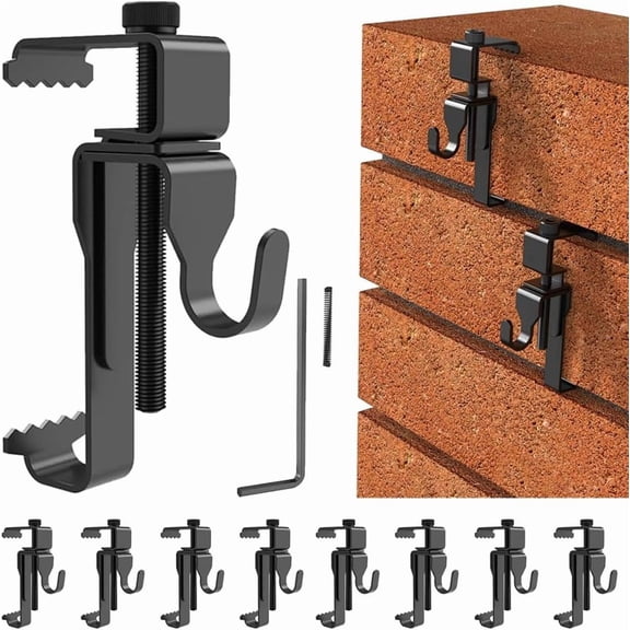 Stainless Steel Brick Clips - 2.0-3.0 Inch Adjustable Brick Hangers, Heavy Duty Brick Hooks for Hanging Pictures, Lights, Plants, No Drill, No Wall Damage,8 Pack