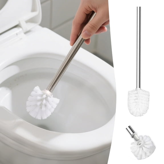 Stainless Steel Bristle Toilet Brush with Ergonomic Handle, Heavy Duty Bathroom Cleaning Scrub Brush, Hygienic Toilet Bowl Cleaner for Deep Stain Removal
