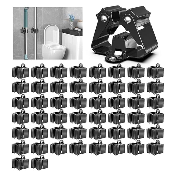 Stainless Steel Broom Holder Wall Mount 50-Pack- Heavy Duty Mop Organizer, Wall Mounted Broom Storage with Secure Mounting for Kitchen Laundry Garage Bathroom (Space Saving)