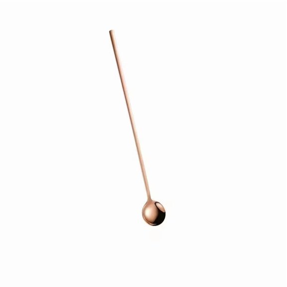 Stainless Steel Brown Round-Head Mixing Spoon  Extended Ice Spoon, Creative Titanium-Plated Series Long-Handled Small Round Spoon for Coffee, Tea, Cocktails & Desserts