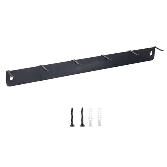 Stainless Steel Brush Organizer For Car Detailing Tools, Wall-Mounted 6-Hook Rack, Rust-Resistant Storage Holder, 19 X 2 X 1 Inches, Black