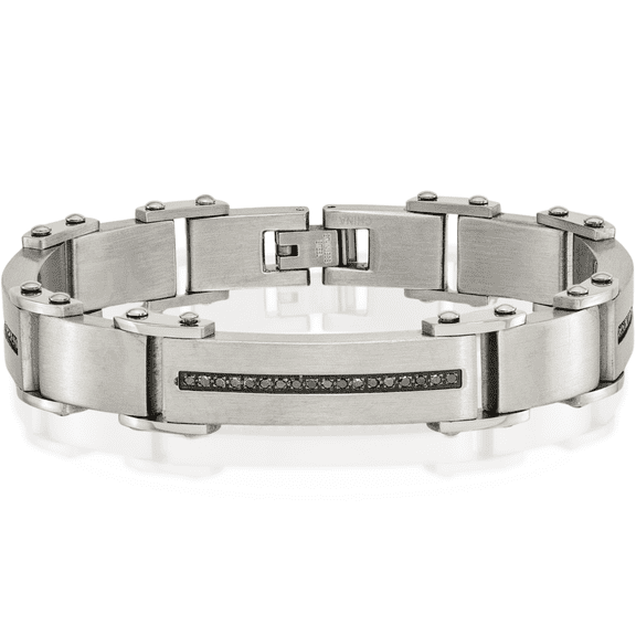 Stainless Steel Black Diamond Tennis Bracelet
