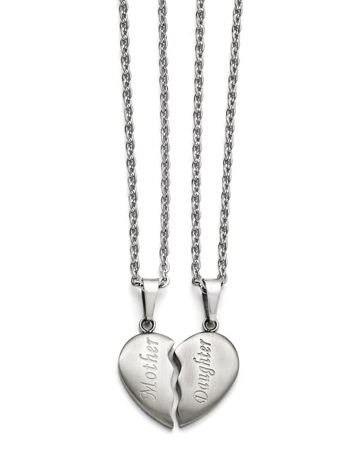 Mother and Daughter Silver Hearts Necklace Set - The Vintage Pearl