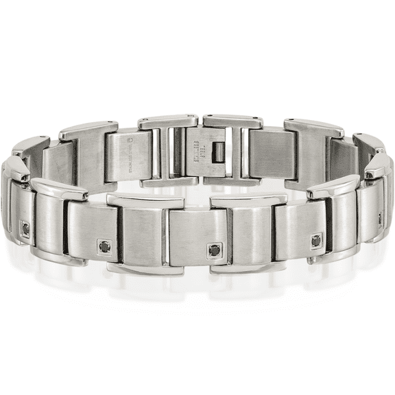 Stainless Steel Black Diamond Tennis Bracelet